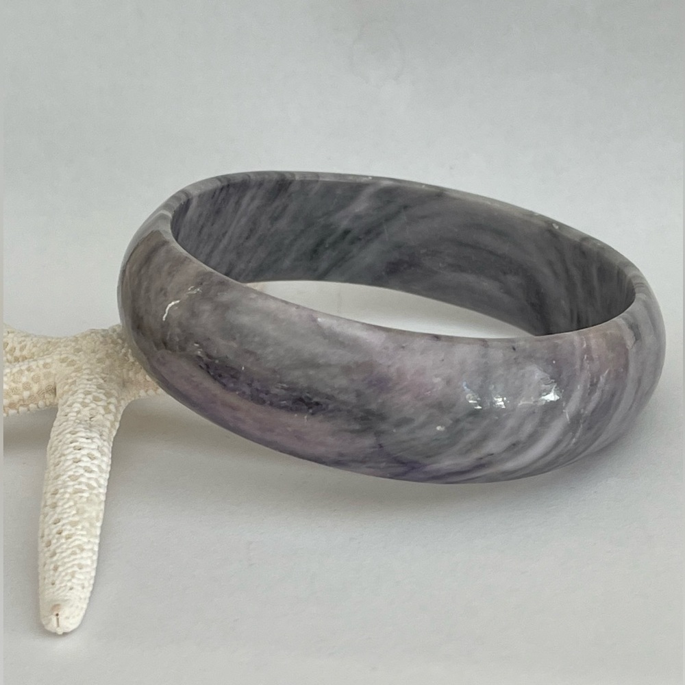 Purple gray carved one piece jasper bangle bracelet